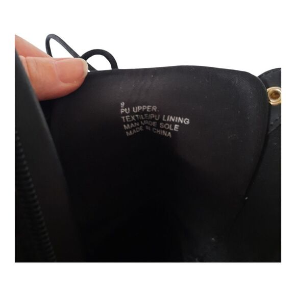 Express Black Ankle Boots with Gold Accents - Picture 3 of 4